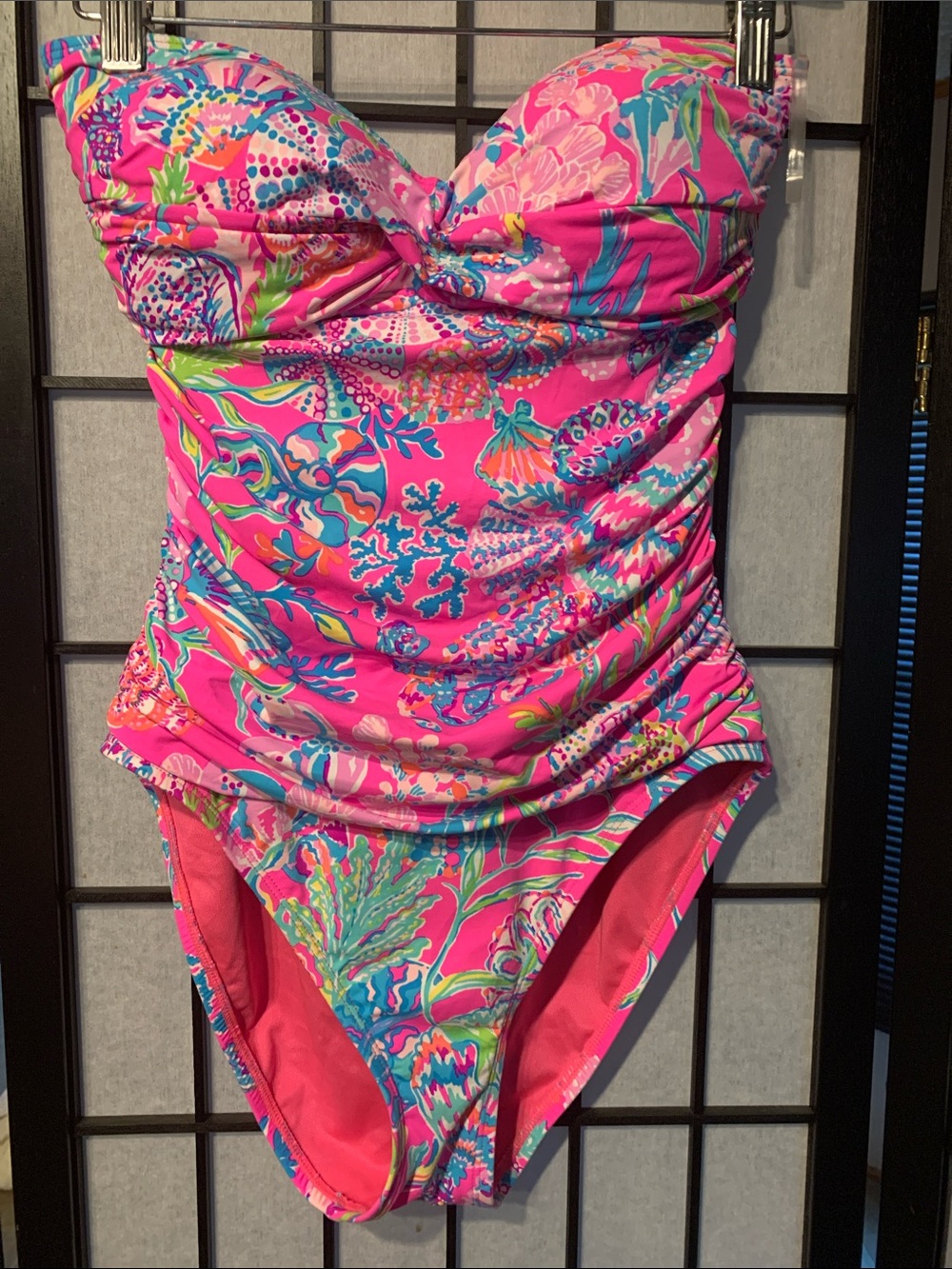 Lilly Pulitzer Hot Pink Tropical Print One-Piece Swimsuit Size M (Not Sure)